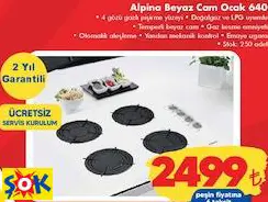 ALPİNA BEYAZ CAM OCAK 640